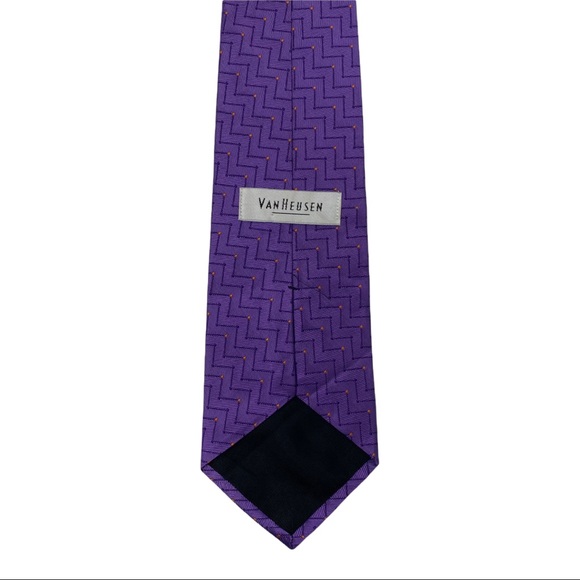 Van Heusen Geometric Silk Tie, Purple - Picture 2 of 2